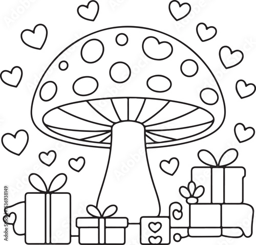 Whimsical mushroom coloring pages - perfect for nature lovers, kids' crafts, and art therapy. High-quality printable designs for creative projects and relaxation Art & Illustration