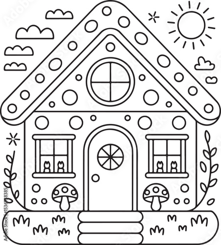 Whimsical mushroom coloring pages - perfect for nature lovers, kids' crafts, and art therapy. High-quality printable designs for creative projects and relaxation Art & Illustration