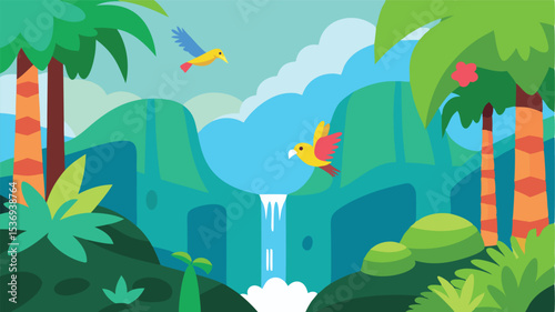 Jungle Scene With Crocodiles In River