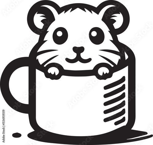 Adorable Hamster in Mug Cute Cartoon Animal Design Perfect for Kids Products Branding and Apparel Prints