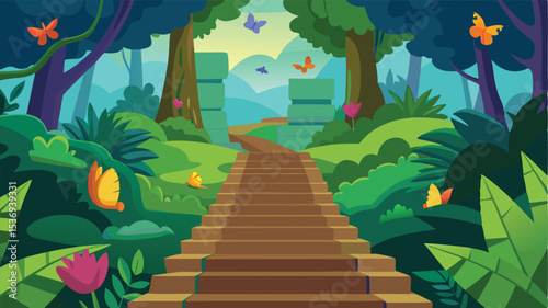 Cartoon Waterfall Sunset Warm Pastel Glow