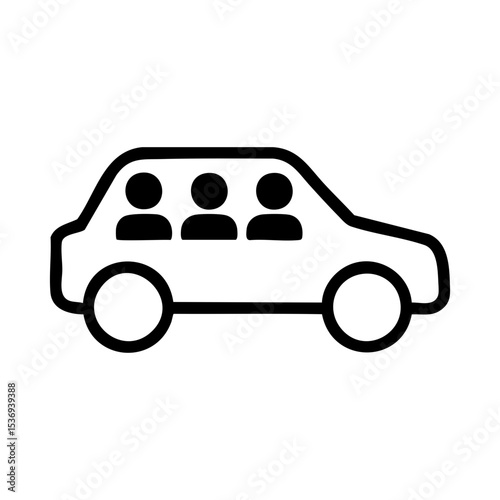 Carpool ride sharing icon with passengers