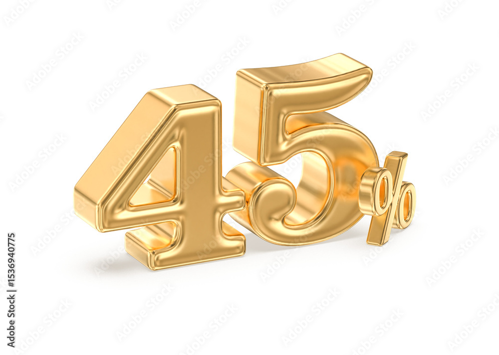 Fototapeta premium 45 Number Gold 3D Render