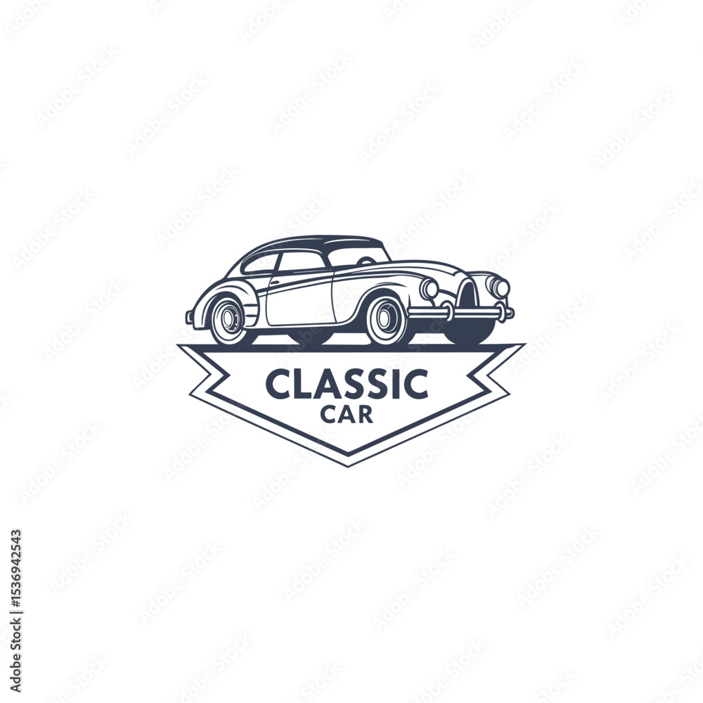 Fototapeta premium Elegant Classic Car Logo Design with a Vintage Automobile Illustration