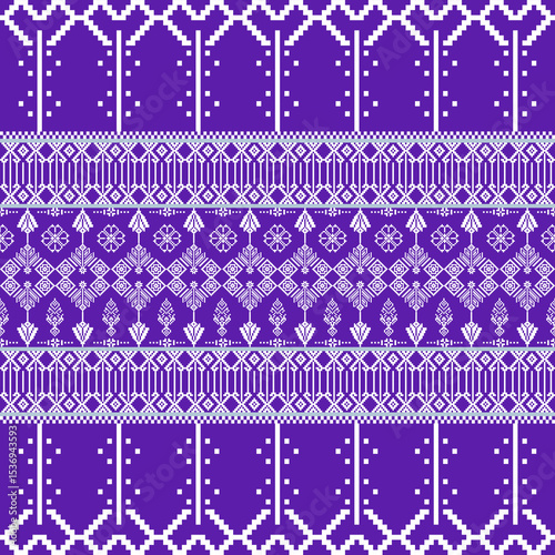 Purple pixel pattern with a modern, digital style — perfect for creative backgrounds and textiles.