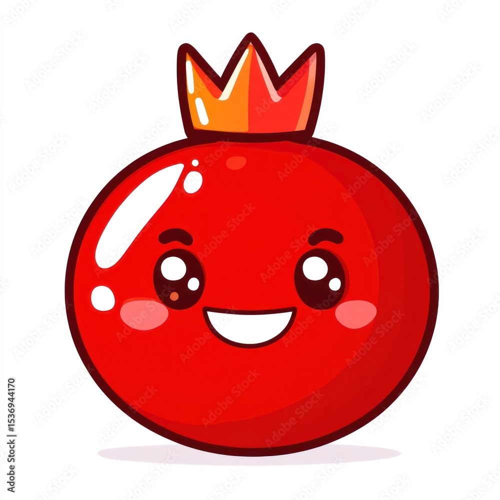 Obraz premium Cute cartoon pomegranate with crown