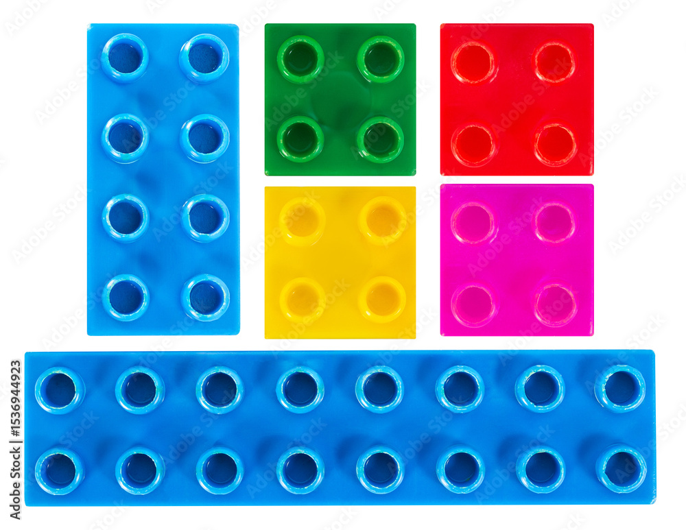 Fototapeta premium Isolated photo of construction block toy parts on white background.