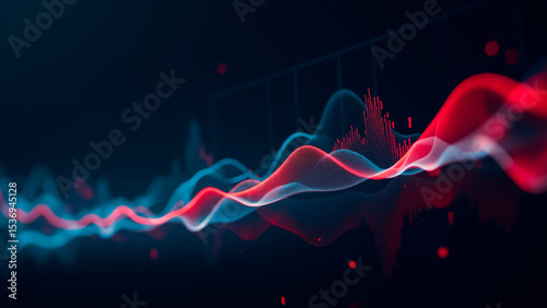 Dynamic Financial Chart – Crimson Teal Electrocardiogram Waveforms Ascending
