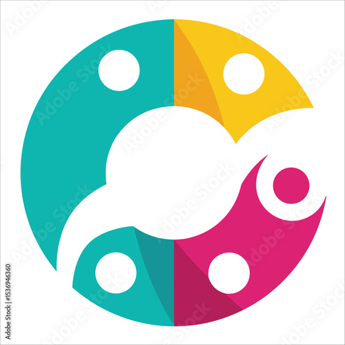 Abstract C logo and family design combination, colorful logo with people