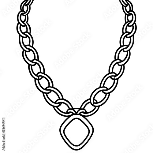 Minimal Chain Pendant Line Art