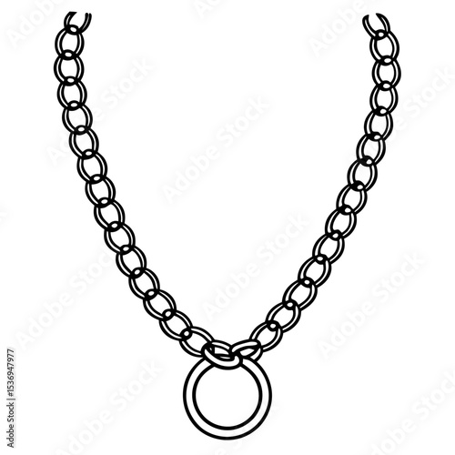 Minimal Chain Pendant Line Art