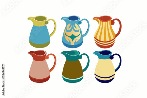 set of colorful pitcher