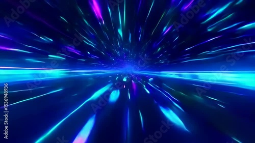 Zooming Through Neon Light Speed Abstract Animation Background