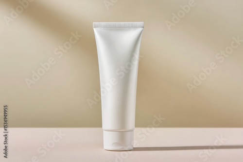 Sleek white tube of skincare promising radiance Against a neutral backdrop it's a simple yet elegant addition to your daily ritual