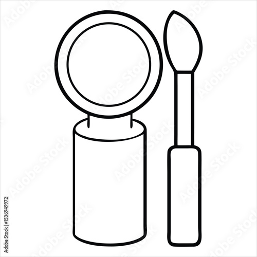 Cosmetic pot with applicator brush isolated on white background