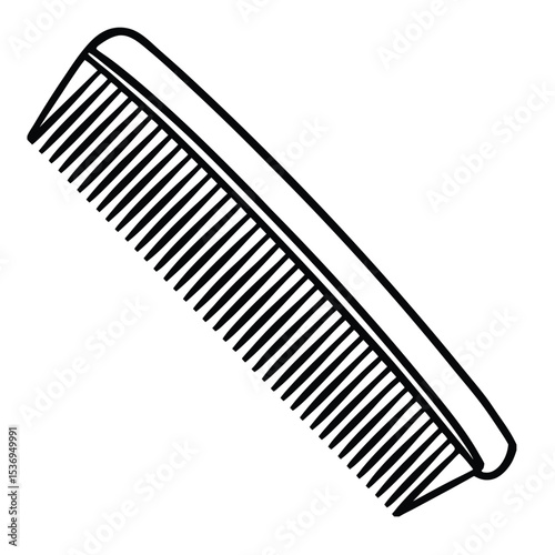 Simple black outline comb illustration isolated on white background