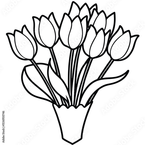 Vibrant spring tulips in a vase, a beautiful floral bouquet perfect for any nature or decoration design