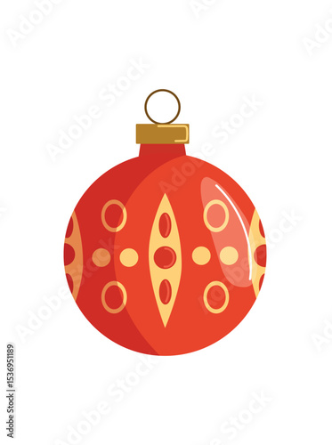 Christmas tree toy ball. Flat vector clipart, illustration with isolated background.