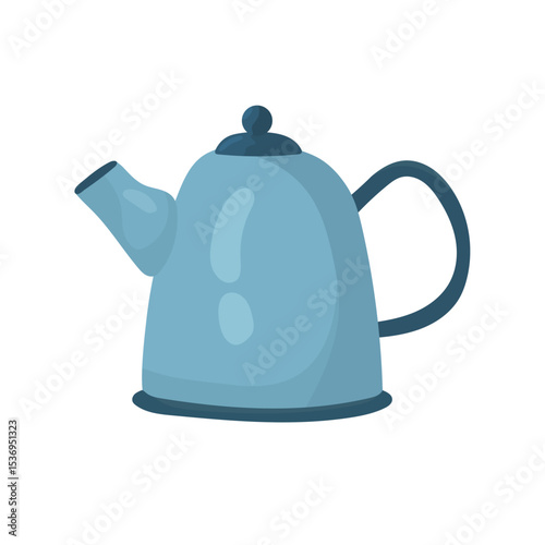 Blue teapot. Flat vector clipart, illustration with isolated background.