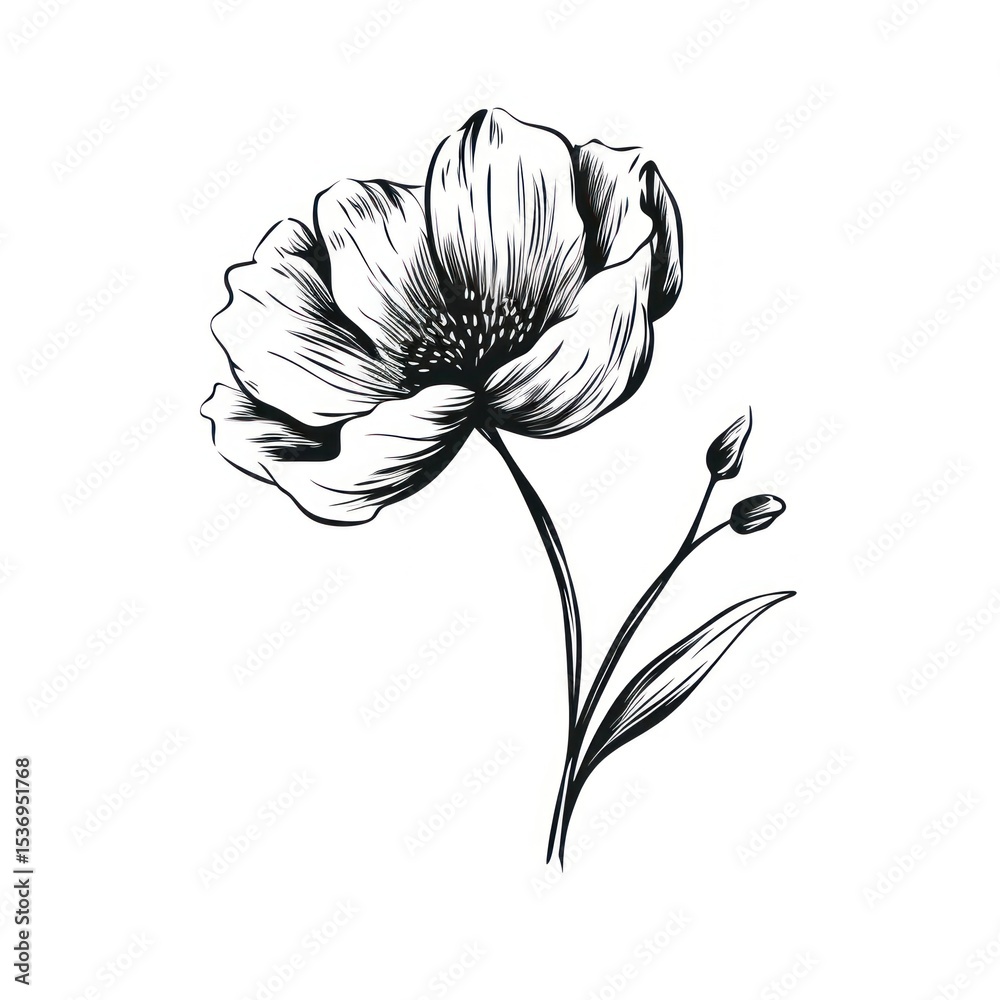 Obraz premium Flower drawing sketch plant.