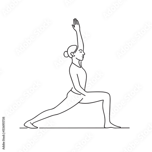 Woman Practicing Yoga Pose in Minimal One Line Drawing