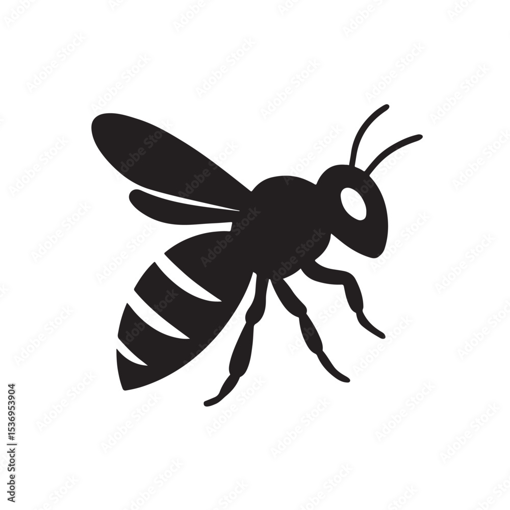 custom made wallpaper toronto digitalMinimalist Silhouette of a Flying Bee in Side View