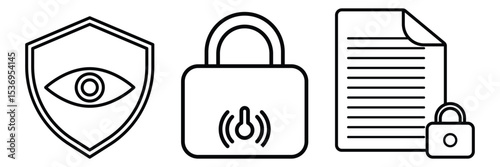 Security protection privacy shield access encryption confidentiality password lock data cyber defense safe document secure information surveillance firewall.