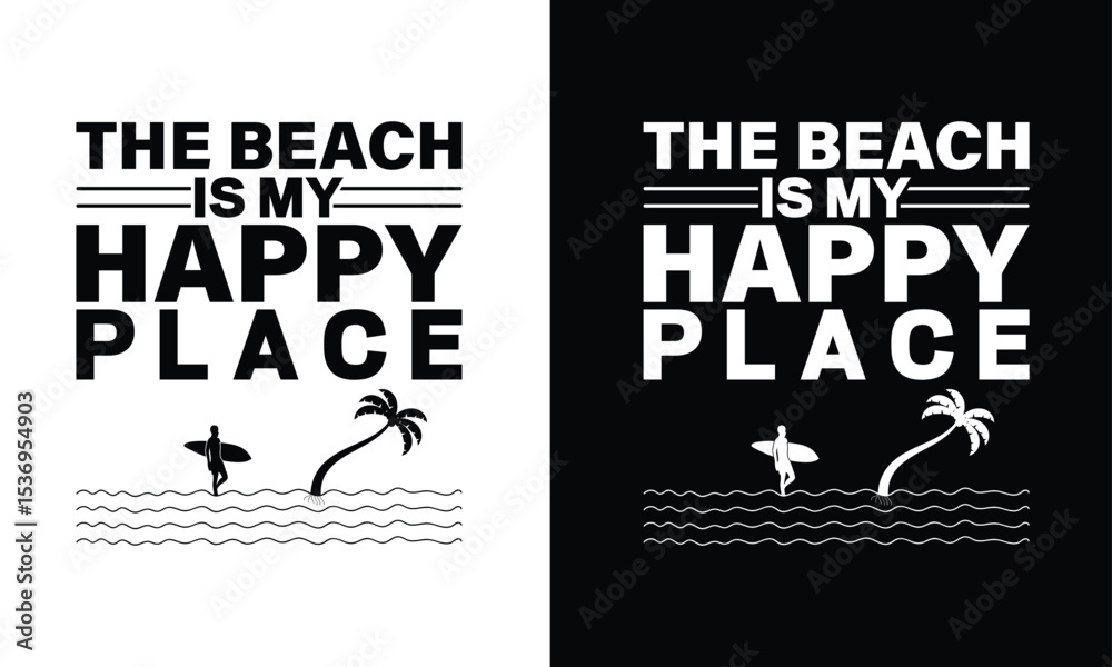 Fototapeta premium Beach Tshirt Design Summer Typography Vector. Use for shirts, mugs, Cards, stickers, etc.