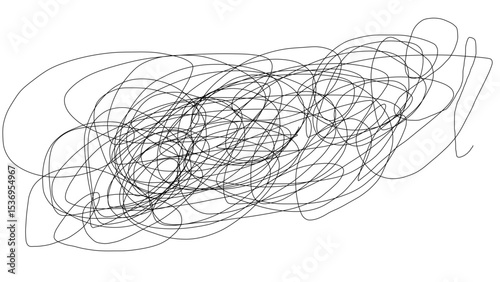 Chaotic scribble doodle, random tangled lines, hand-drawn sketch of pencil


