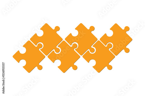 Six pieces puzzle infographic. Puzzle pieces vector set. Puzzle jigsaw on white background. Set of puzzle pieces. Vector illustration	