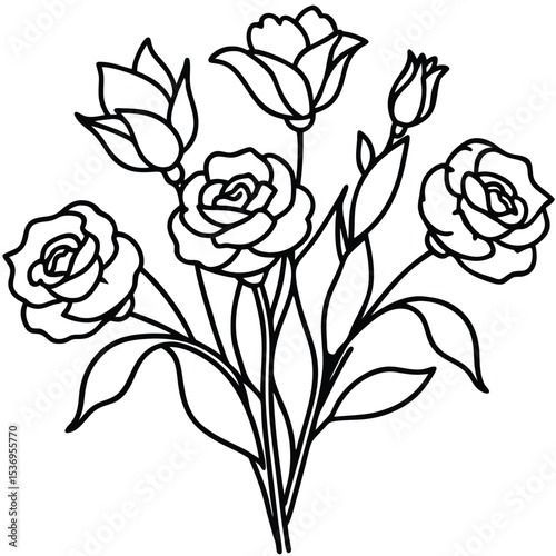 A charming vintage vector illustration of a rose bouquet, perfect for spring floral designs and decorative patterns