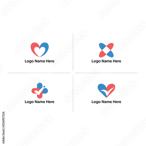Collection of medical logos isolated on white background