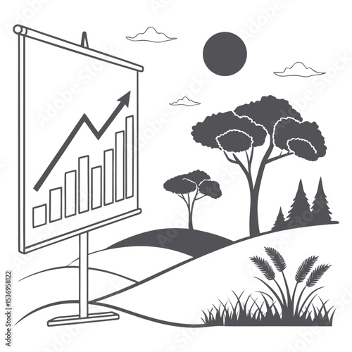 Growth Chart Landscape Business Success and Nature s Prosperity Illustration