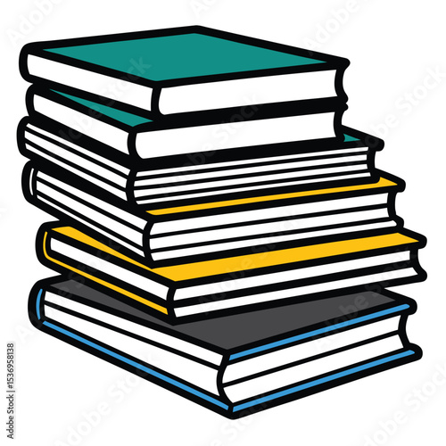 An isolated stack of books symbolizes education, knowledge, and the vast literature found in a library, essential for reading and learning