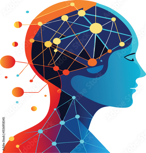 Conceptual Double Exposure Human Head Vector Art  Surreal Mind Blend Illustration


