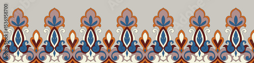Fabric border, carpet decoration frame, Ikat pattern, ethnic tribes