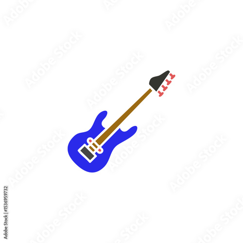 Bass Guitar icon logo flat vector design