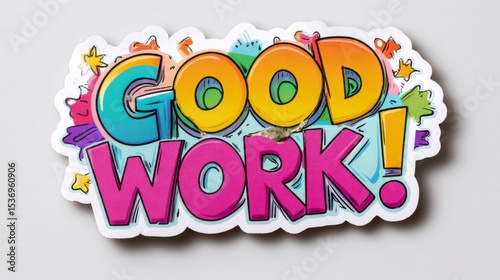 Good work is a sticker that says 