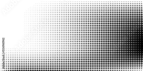 Dotted halftone gradient texture. Fading polka dot background. Repeated dots gradation pattern. Black vanishing comic pop art overlay backdrop. Halftone raster effect wallpaper. Vector