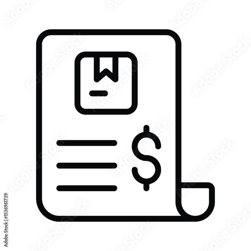 Easy to edit glyph style icon of delivery invoice