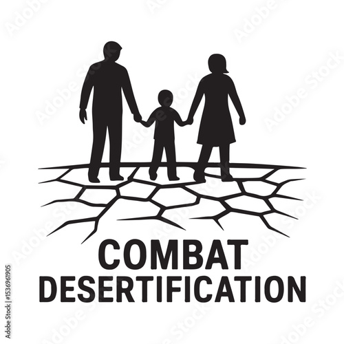 Family Standing Together to Combat Desertification and Land Degradation Globally