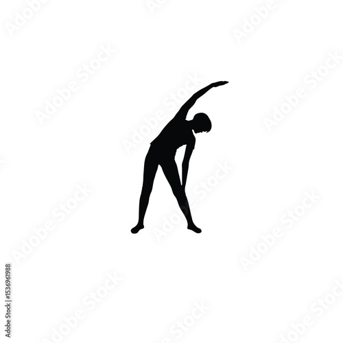 person stretching arms upward silhouette on white background