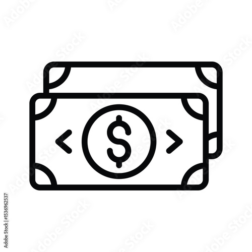 Here is a glyph style icon showing paper money