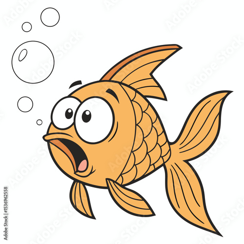 Cute cartoon fish swimming underwater