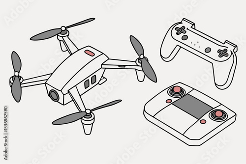 drone-vectors-with-accessories-in-a-modern-flat-