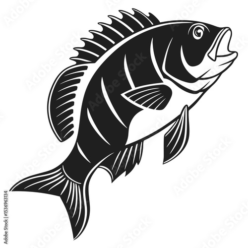 Fish vector illustration of an aquatic animal swimming in the ocean, ideal for fishing, aquarium, or nature-themed designs