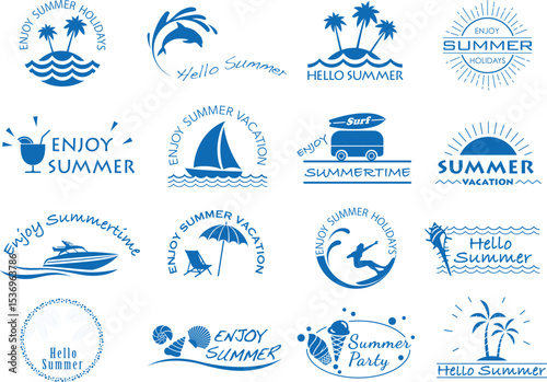 Set of Summer Logo Designs with Beach and Vacation Themes
