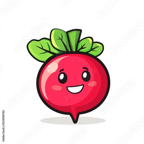 Cute cartoon radish with happy expression (1)