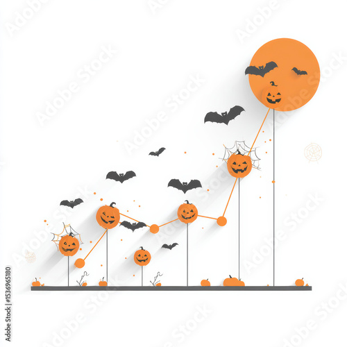 Growth of halloween spirit illustrated with pumpkins and bats in a cheerful design