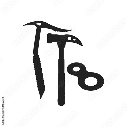 Climbing equipment icon set vector flat design